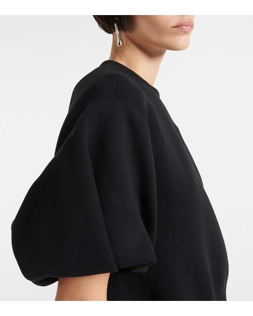 Sacai Black Cotton-Blend Jersey Sweatshirt