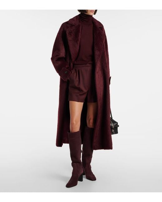 Max Mara Purple Ozieri High-Rise Virgin Wool Shorts