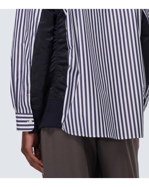 Sacai Blue Striped Cotton-blend Poplin Shirt for men