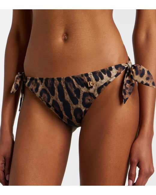 Dolce & Gabbana Brown Leopard-Print Bikini Bottoms