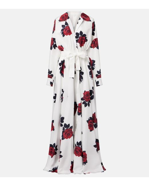 Norma Kamali White Bedrucktes Hemdblusenkleid