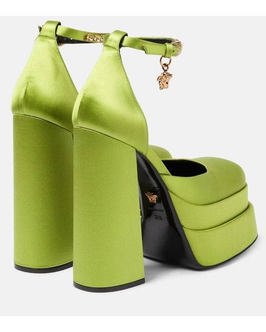 Versace Green Medusa Satin Platform Pump