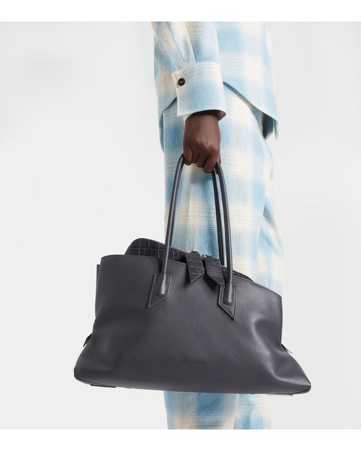 The Attico Black La Passeggiata Medium Leather Tote Bag