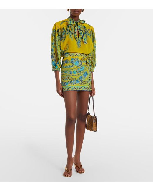 Etro Green Floral Cotton Beach Cover-Up