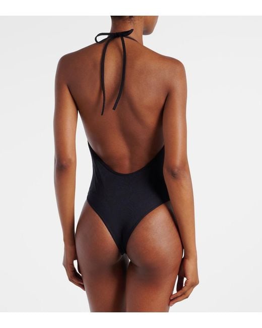 Balmain Black Frilled Swimsuit