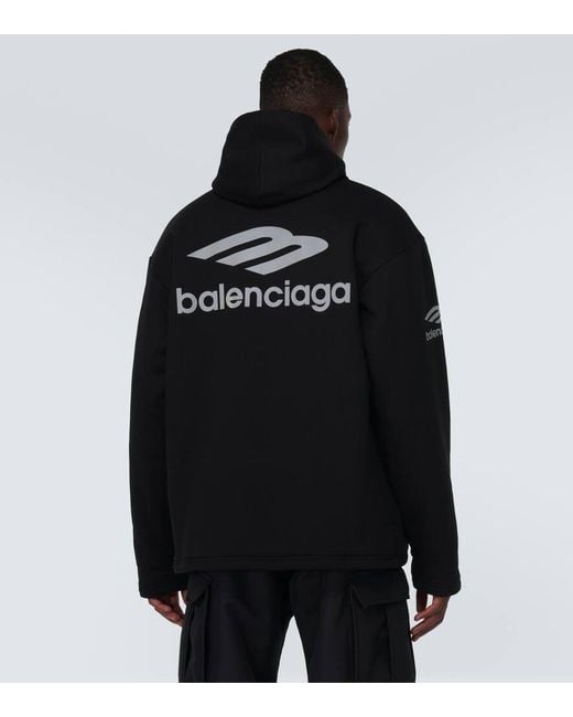 Balenciaga Hoodie 3B Sports Icon Aus Baumwoll-Fleece in Black für Herren