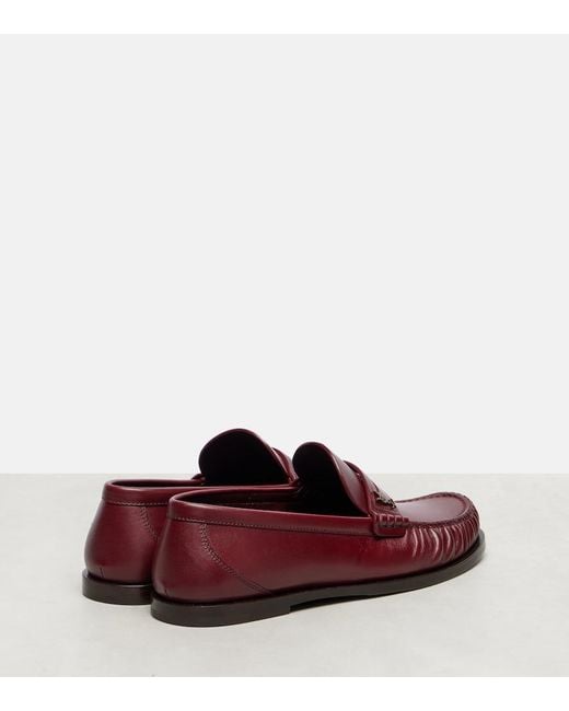 Saint Laurent Red Laurent Leather Penny Loafers