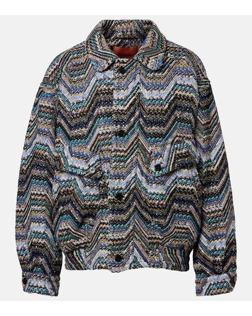 Missoni Gray Zigzag Oversized Jacquard Wool-Blend Jacket