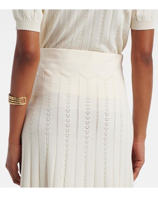 Faithfull The Brand White Mieralla Pointelle Cotton-Blend Maxi Skirt
