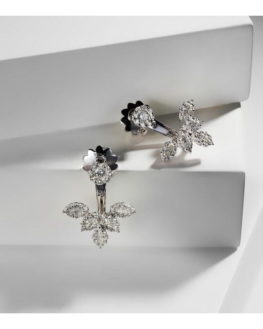 YEPREM White Moonflower 18Kt Earrings With Diamonds