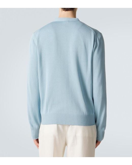 Kiton Blue Cotton Cardigan for men