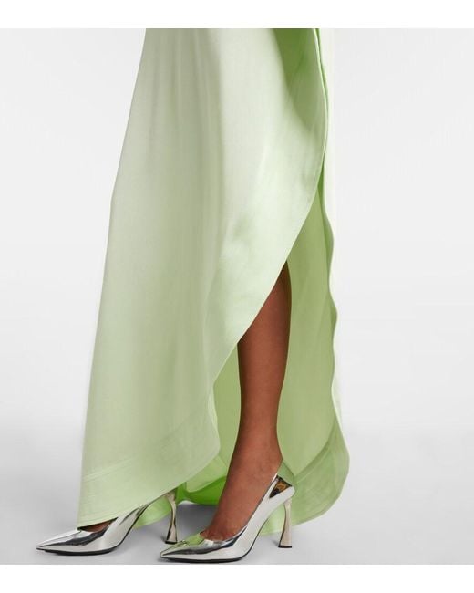 Stella McCartney Green Envers Asymmetric Satin Cocktail Dress