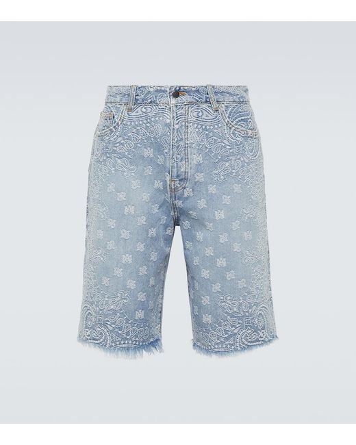 Shorts di jeans in jacquard di Amiri in Blue da Uomo