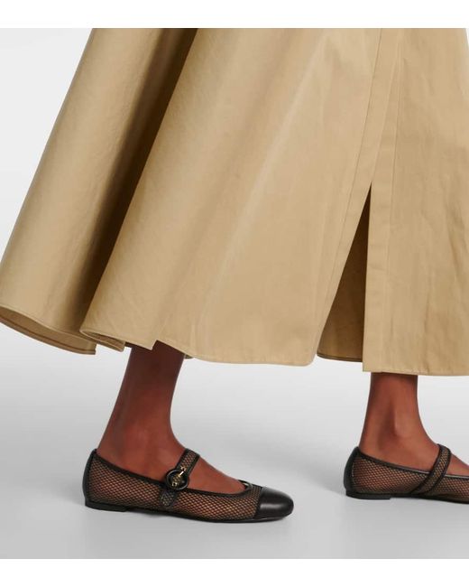 Aquazzura Brown Solstice Mesh And Leather Mary Jane Flats