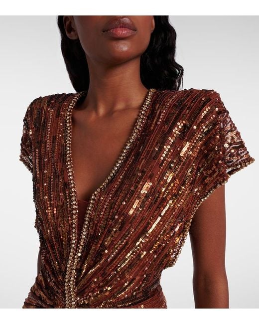 Jenny Packham Brown Robe Zola Mit Pailletten Und Kristallen