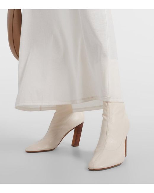 Khaite White Apollo Leather Ankle Boots