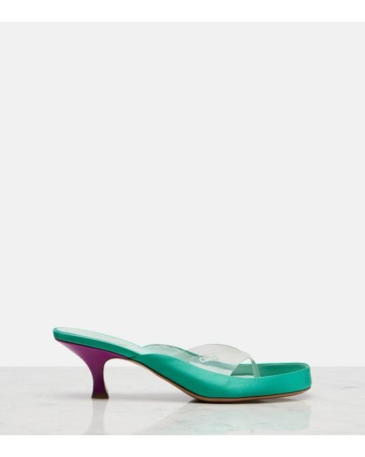 Chloé Green Junie Satin And Tpu Thong Sandals