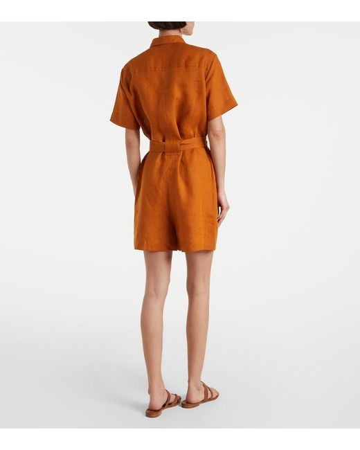 Eres Orange Genereux Linen Romper