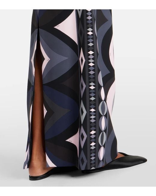 Emilio Pucci Blue Collane Silk Maxi Skirt