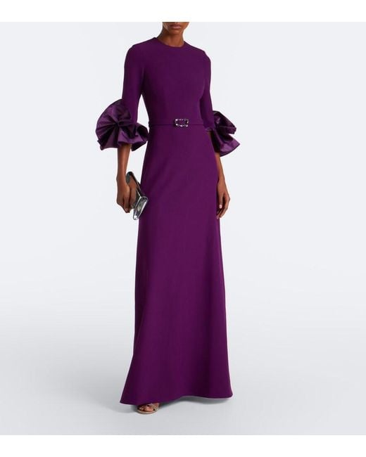 Safiyaa Purple Belen Crepe Belted Gown