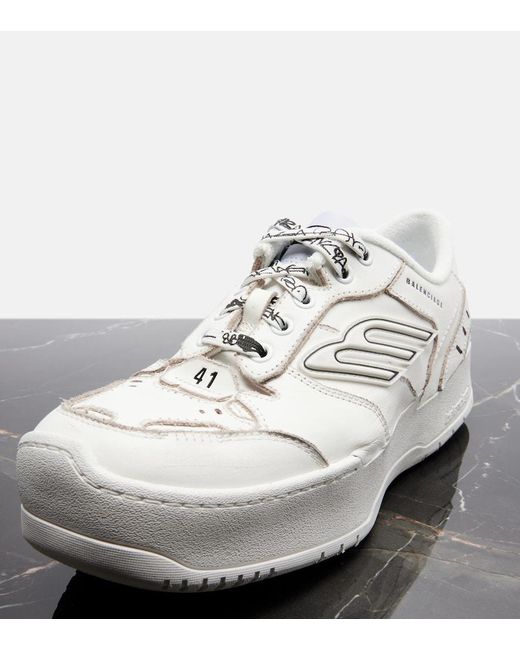 Balenciaga White Hamptons Leather Platform Sneakers