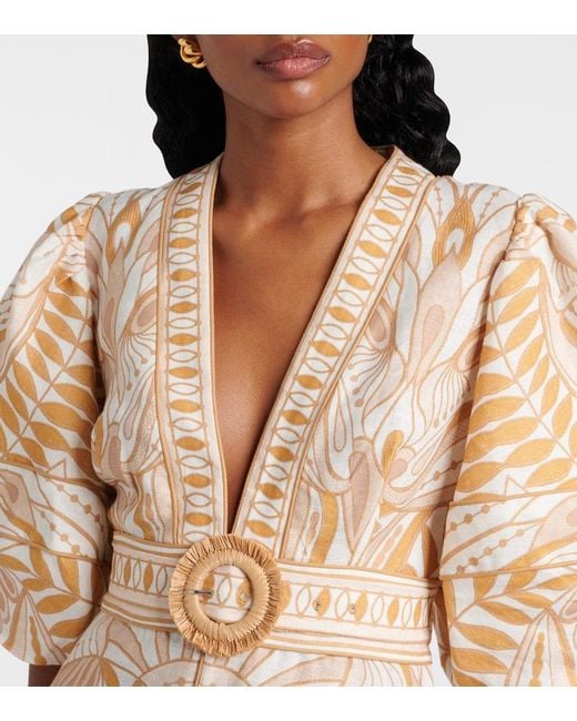 Farm Rio Natural Bedrucktes Minikleid Aus Leinen