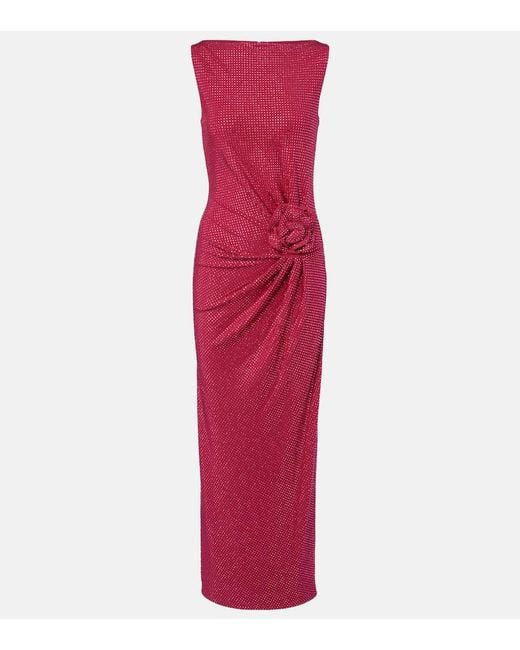 Roland Mouret Floral-Applique Embellished Gathered Maxi Dress