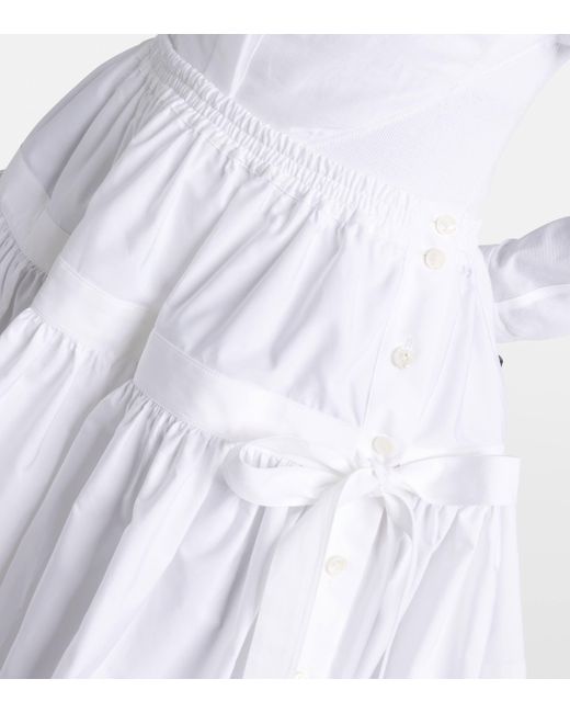 Alaïa White Bow-detail Ruffled Miniskirt