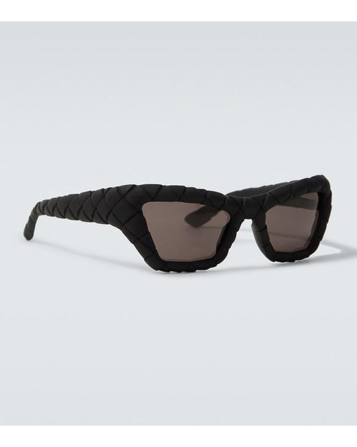 Bottega Veneta Brown Intrecciato Rectangular Sunglasses for men