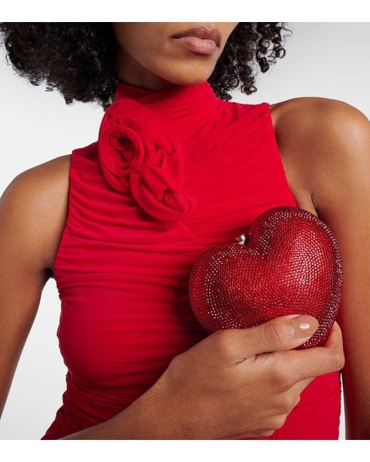 Judith Leiber Red L'Amour Petit Cour Embellished Clutch