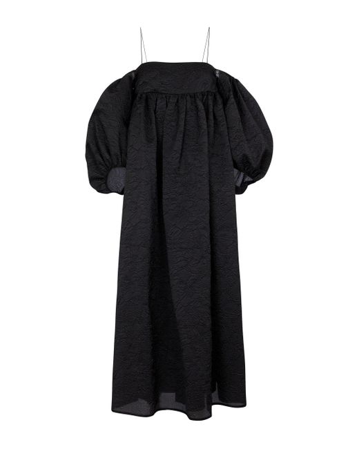 CECILIE BAHNSEN Black Holly Off-shoulder Matelassé Midi Dress