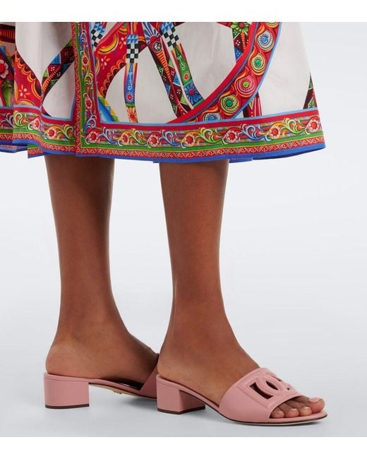 Dolce & Gabbana Pink Dg Leather Mules