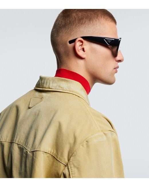 Prada Gray Logo Shield Sunglasses for men