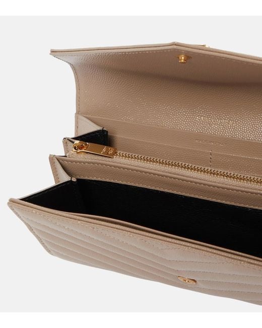Saint Laurent Natural Monogram Large Leather Wallet