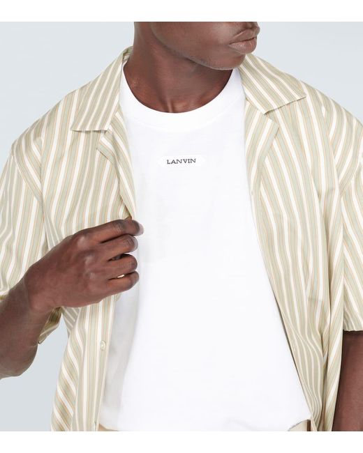 T-shirt in jersey di cotone con logo di Lanvin in White da Uomo