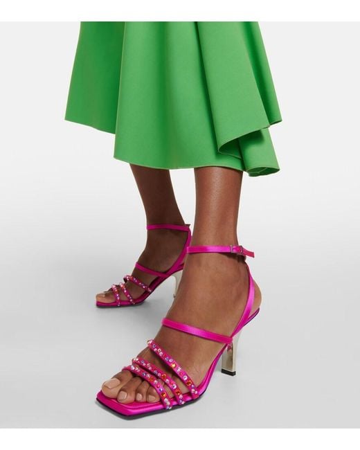 Marni Pink Embellished Satin Sandals