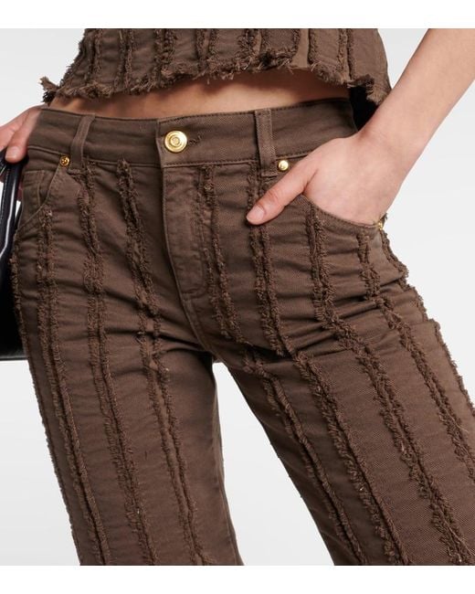 Pantaloni cropped in misto cotone a vita bassa di Blumarine in Brown
