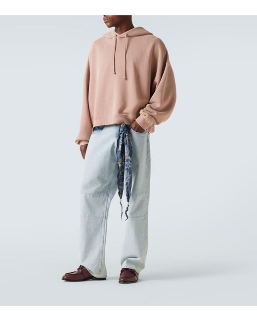 Acne Pink Logo Cotton Hoodie for men