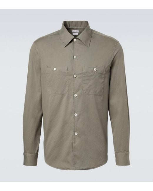 Brunello Cucinelli Green Cotton Shirt for men