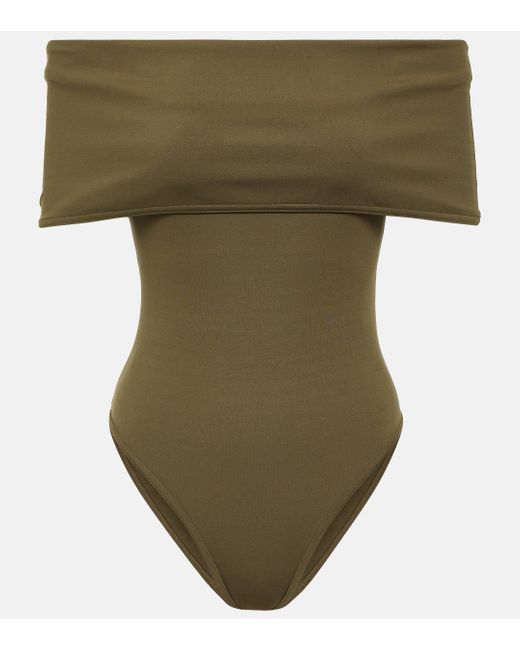 Bottega Veneta Green Off-shoulder Swimsuit
