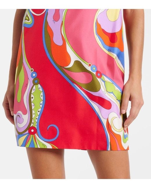 Emilio Pucci Red Orchidee Silk Twill Minidress