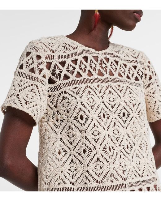 LaDoubleJ Natural Lacey Macrame Cotton Minidress