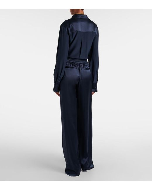 Pantalon Ample Dijon En Satin De Soie Joseph en coloris Blue