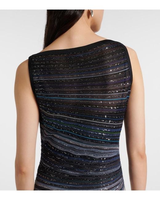 Missoni White Sequined Striped Lame Maxi Dress