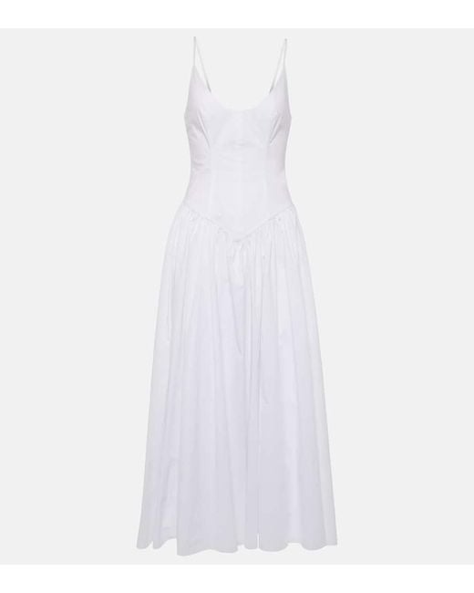 Vestido largo Dena de popelin de algodon Staud de color White