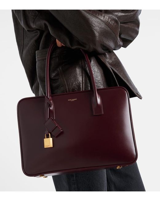 Saint Laurent Red Sac De Jour Leather Tote Bag