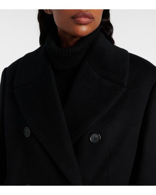 Totême Black Double-Breasted Cashmere Coat