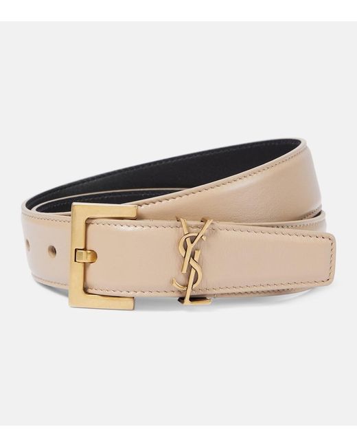 Saint Laurent Natural Leather Logo Belt For