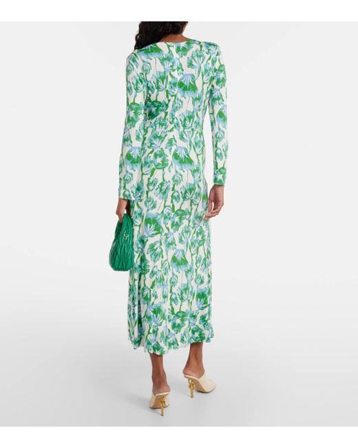 Diane von Furstenberg Green Timmy Printed Midi Dress