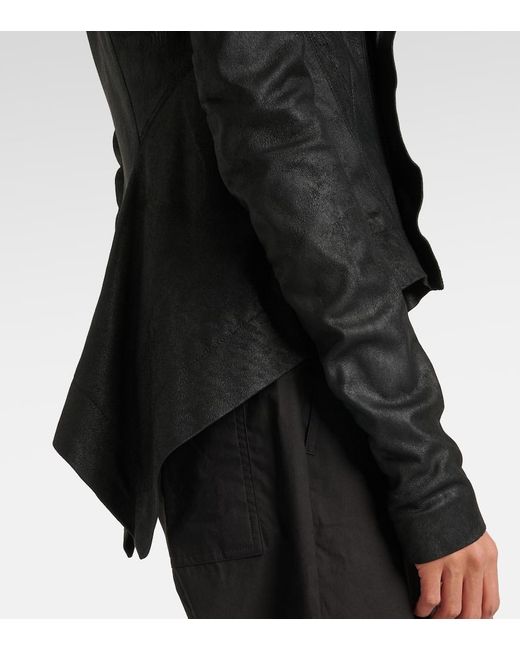 Rick Owens Hollywood Naska Biker Leather Jacket in Black